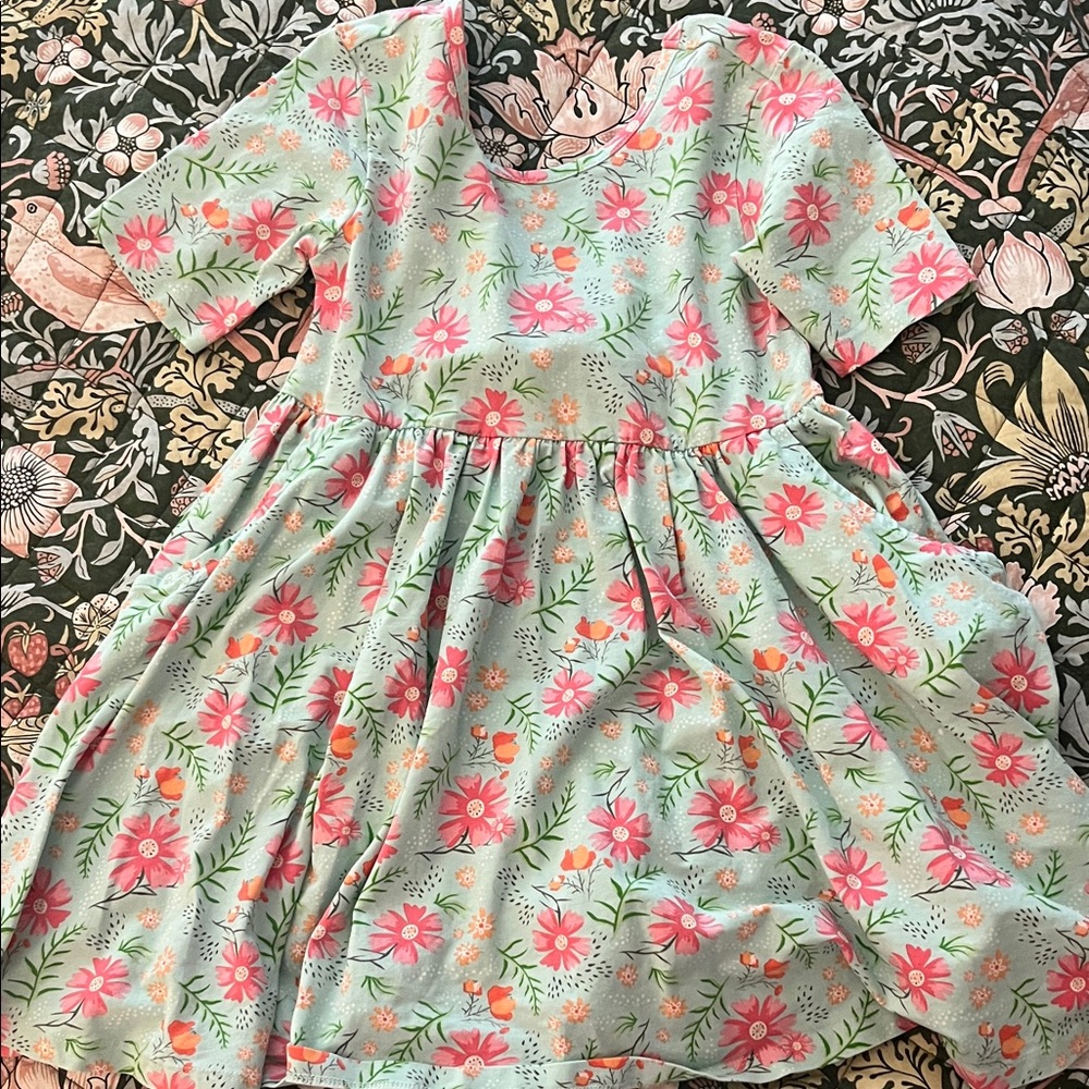 Floral Kids Dress in Pink and Green
